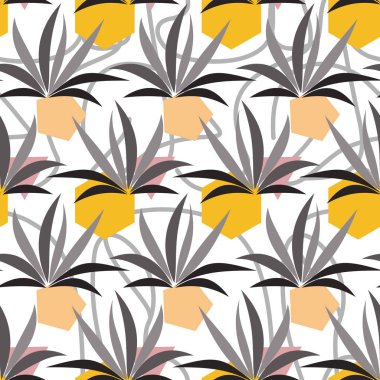 Çim ve geometrik şekilli sarı taşlar ile sorunsuz vektör desen