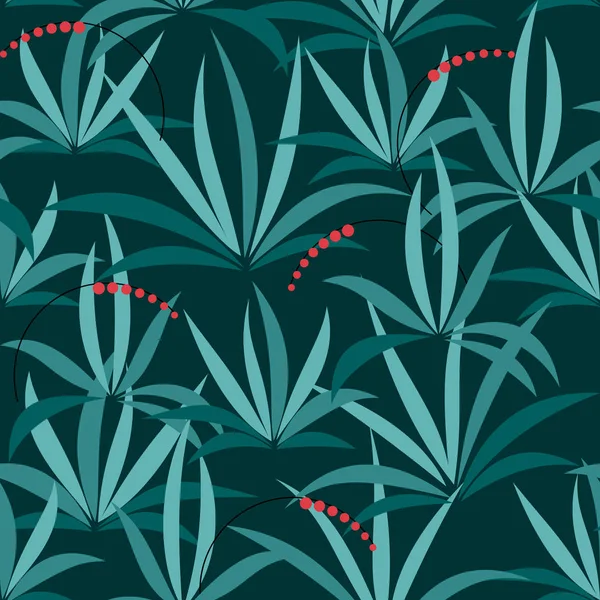 Çim ve meyveleri koyu arka plan üzerinde sorunsuz vektör desen