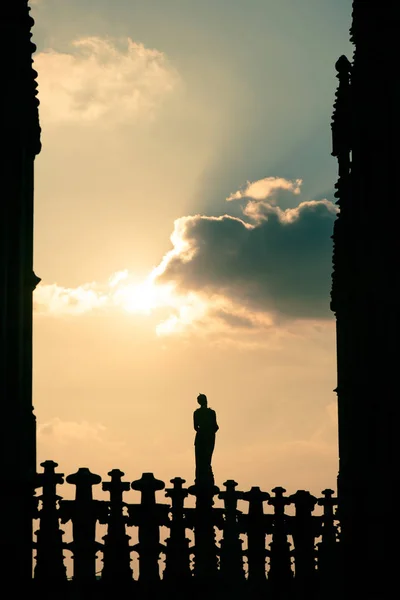 View of Milan city from Duomo roof at dusk — Stock Photo, Image