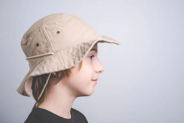 Young boy scout sideways portrait with copy space — Stock Photo, Image