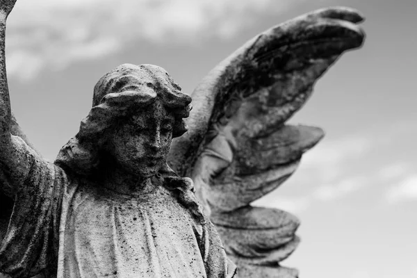 Ange gardien noir et blanc photo icônes religieuses — Photo