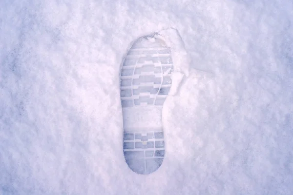 Human Boot Footprint Snow — Stock Photo, Image