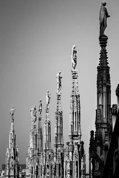 Миланский Собор Черно Белое Изображение — стоковое фото