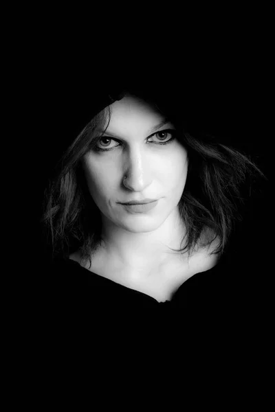 portrait of dominant woman - black and white image