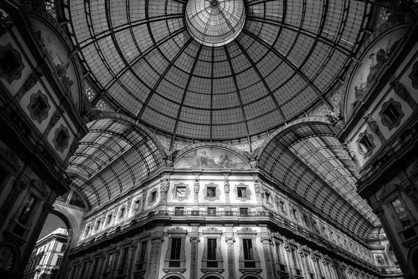 Галерея Vittorio Emanuele Милане Черно Белое Изображение — стоковое фото