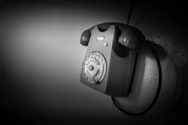 Telefoon Muur Zwart Wit Afbeelding — Stockfoto
