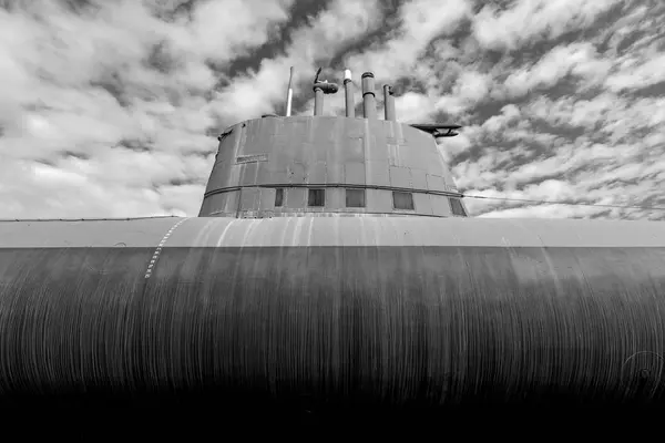 Velho Submarino Imagem Preto Branco — Fotografia de Stock