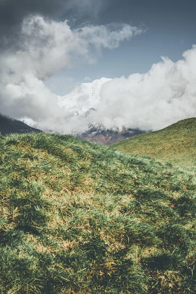 不機嫌そうな山の風景 春気分 スタイル イメージを非彩色化 — ストック写真