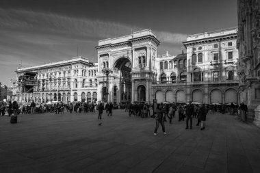 Piazza Duomo Milan İtalya 'dan Aleria Vittorio Emanuele Manzarası