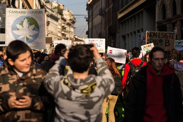 Milán Italia Noviembre Fridays Future Protesta Huelga Los Estudiantes Hacen — Foto de Stock