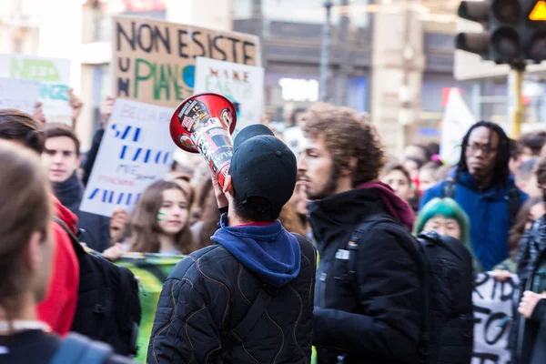 Mediolan Włochy Listopada Piątki Protestu Przeciwko Strajkowi Przyszłości Uczniowie Strajkują — Zdjęcie stockowe