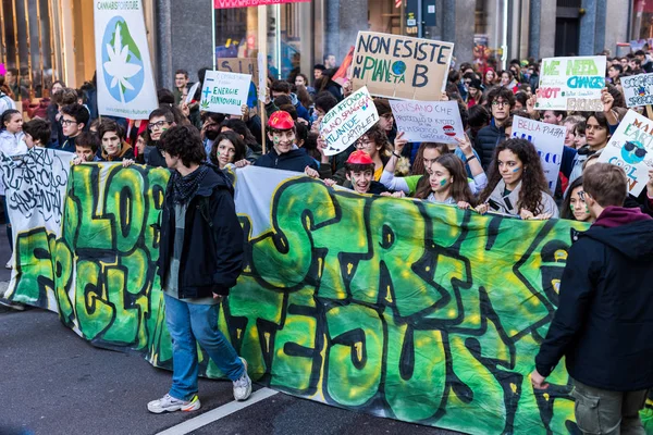 Milán Italia Noviembre Fridays Future Protesta Huelga Los Estudiantes Hacen — Foto de Stock