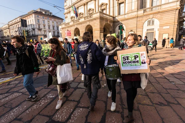 Milán Italia Noviembre Fridays Future Protesta Huelga Los Estudiantes Hacen — Foto de Stock