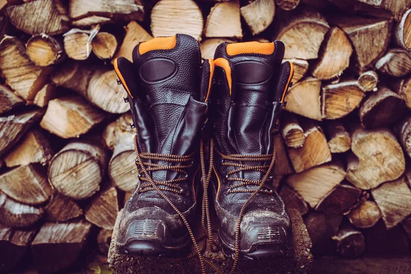 Woodcutter Man Boots Woodcutter Serie — Stock Photo, Image