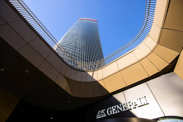 Milão Itália Janeiro 2020 Skyscraper Generali Tower Projetado Por Arquitetos Imagens De Bancos De Imagens