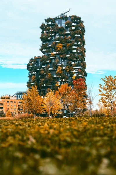 Milano Italia Circa Ottobre 2019 Grattacielo Bosco Verticale Edificio Residenziale — Foto Stock