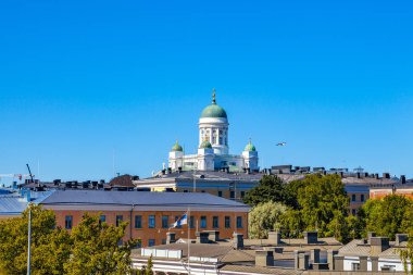Güzel bir güneşli gün, Helsinki, Finlandiya, ünlü Helsinki Katedrali manzarası