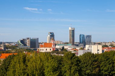 Vilnius City iş merkezi Panoraması. Litvanya.