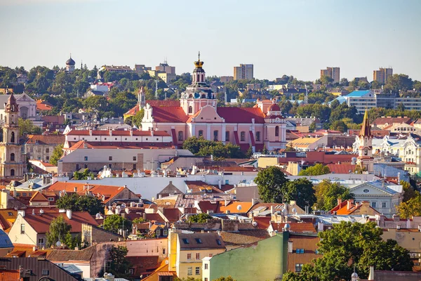 Doğal yaz Vilnius eski şehrin panoramik havadan görünümü