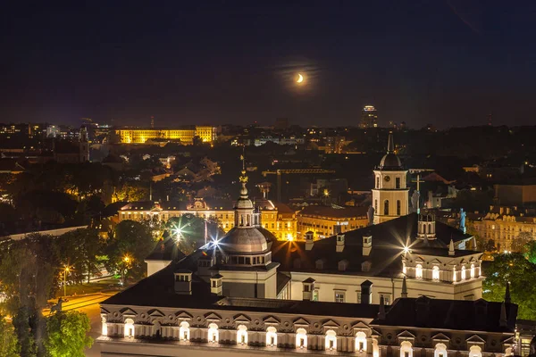 Vilnius city night aerial view - Lithuanian capital — Stock Photo, Image