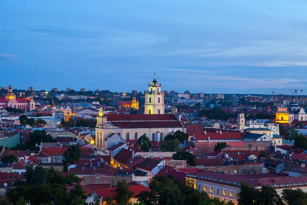 Şafak Castle Tower eski şehir Vilnius yaz panoraması