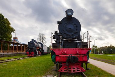 Haapsalu tren istasyonunda Retro Buhar cocomotive