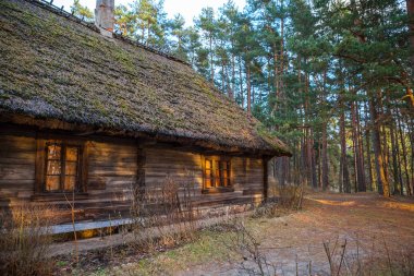 Rustik çiftlik konut görünümünü. Baltık ve Kuzey ahşap mimarisi