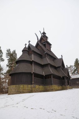 Oslo, Norveç - 28 Şubat 2016: eski çıta kilisede Kültürel Tarih Müzesi