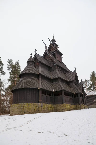 OSLO, NORWAY - 28 FEB 2016: Old Stave Church in Cultural History Museum — Stock Photo, Image