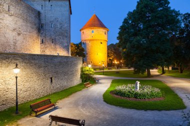 Kiek de Kok, düşük Almanca olarak yakın Greem park Peep mutfağa anlamına gelir, Tallinn, Estonya, 1475 inşa edilmiş bir topçu kulesinde. Gece görünümü.