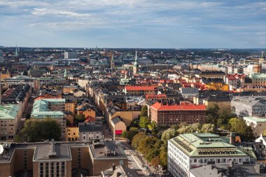 Stockholm, İsveç - Eylül, 16, 2016: City alışveriş merkezi Tower'ın üzerinde havadan görünümü