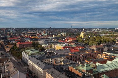 Stockholm, İsveç - Eylül, 16, 2016: City alışveriş merkezi Tower'ın üzerinde havadan görünümü