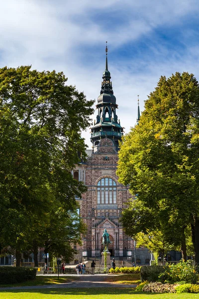 Fassade des nordischen Museumsgebäudes im Sommer sonniger Tag, Stockholm, Schweden — Stockfoto