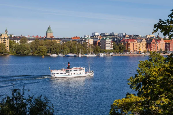 Terraplén de Estocolmo con barcos, vista aérea — Foto de Stock