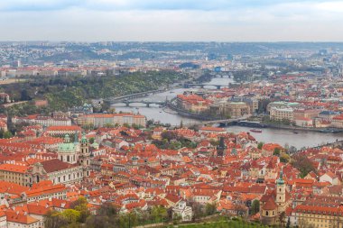 Panoramik kent Vltava Nehri, Prague, Çek Cumhuriyeti