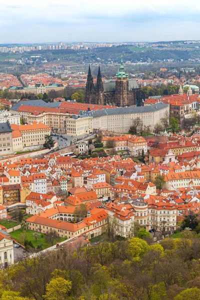 Vertical view of old town with castle, Prague, Czech Republic