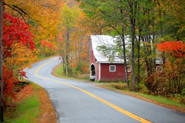 Scenic drive across New England fall foliage clipart