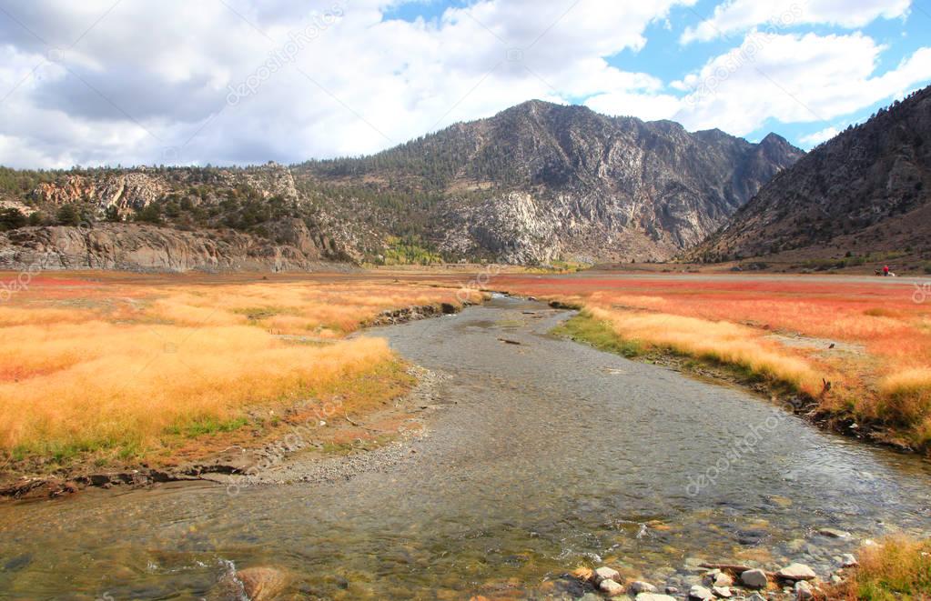 Rush creek near Grant lake in Sierra Nevada mountains