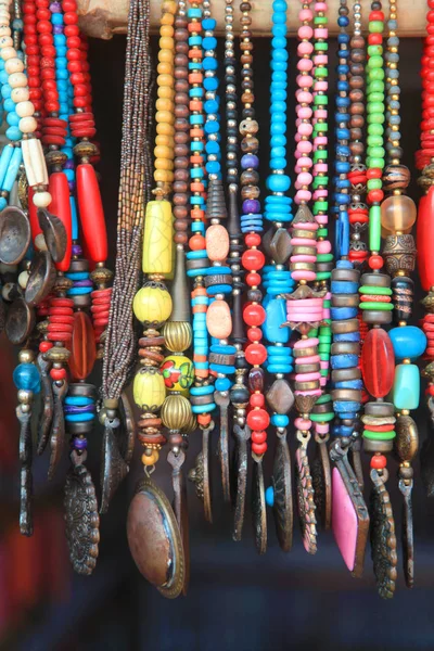 Colorful hand crafted Indian necklaces — Stock Photo, Image
