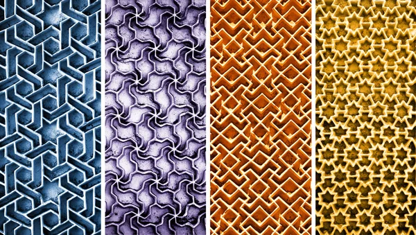 Collage of different intricate patterns on the wall exteriors