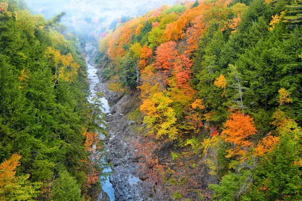 Stream Quechee gorge passeren in de herfst tijd — Stockfoto