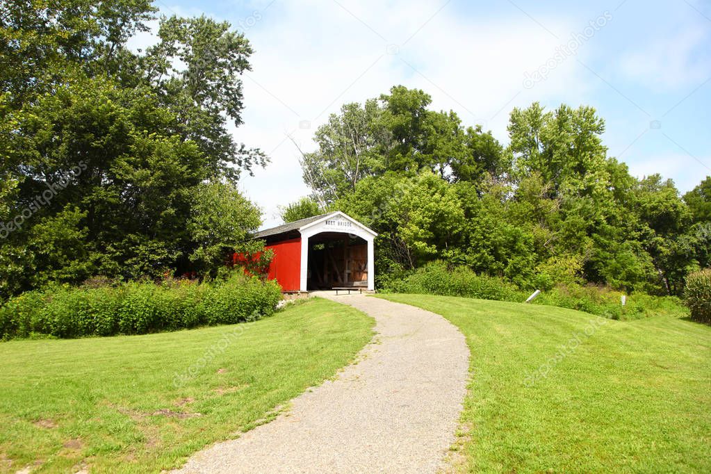 Old covered bridge in Indiana state