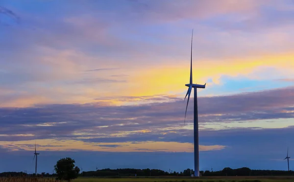 Windmills Colorful Evening Sky — Stock Photo, Image