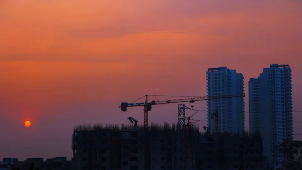 Tall Apartment Building Construction Hyderabad India — Stock Photo, Image