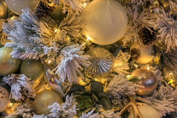 Karácsonyi Dekoráció Elrendezése Megvilágítással — Stock Fotó