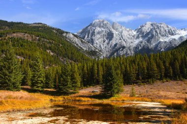 Sonbahar zamanı Kanada kayalık dağları