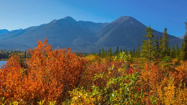 Lagos Vermelhão Perto Cidade Banff Outono — Fotografia de Stock