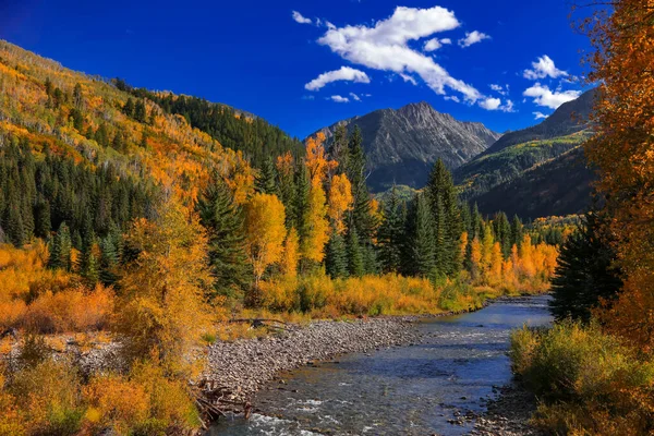 Paesaggio Fluviale Cristallo Vicino Marmo Colorado Autunno — Foto Stock