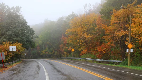 Scenic Autumn Drive Montreal Mont Royal — Stock Photo, Image