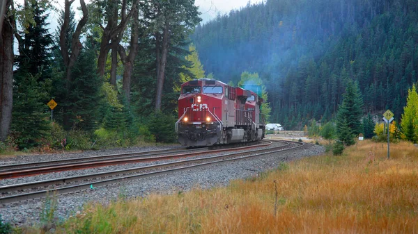 Field,BC/Canada -Sep 30, 2017: A Canadian Pacific train at Field town, Canadian Pacific is a historic Canadian Class 1 railroad incorporated in 1881